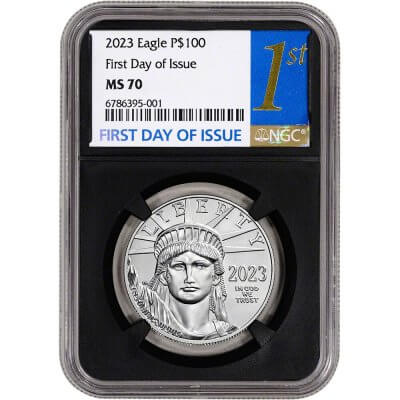 2023 American Platinum Eagle 1 oz $100 NGC MS70 First Day Issue 1st Label Black