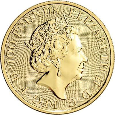 2020 Great Britain Gold Queen's Beasts White Horse £100 - 1 oz - BU