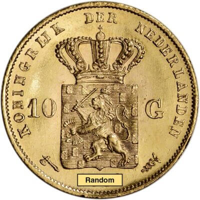 Netherlands Gold 10 Gulden .1947 oz - Willem III - BU - Random Date