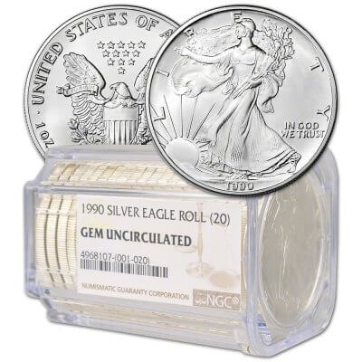 Roll of 20 - 1990 American Silver Eagle - NGC Gem Uncirculated