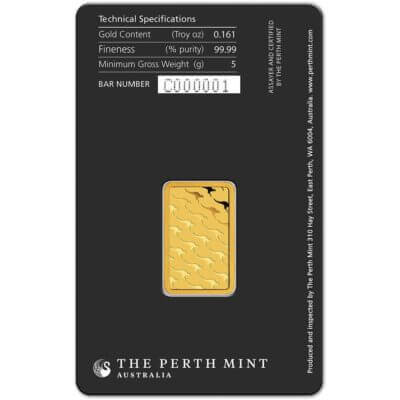 5 gram Gold Bar - Perth Mint - 99.99 Fine in Assay