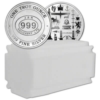 TWENTY 1 oz Silver Round JBR Recovery Ltd - 999 Fine Icons of Britain Tube of 20