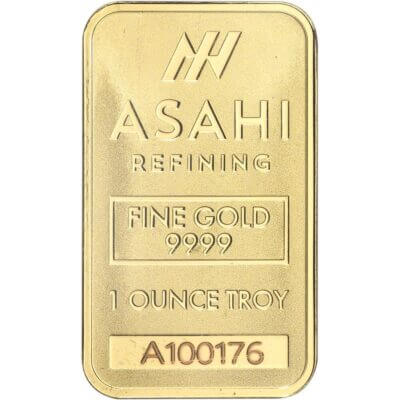 1 oz Gold Bar - Asahi Refining .9999 Fine in Assay