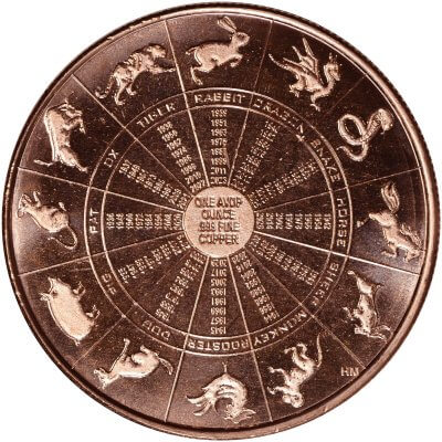 1 oz. Highland Mint Copper Round .999 Fine - Lunar Calendar