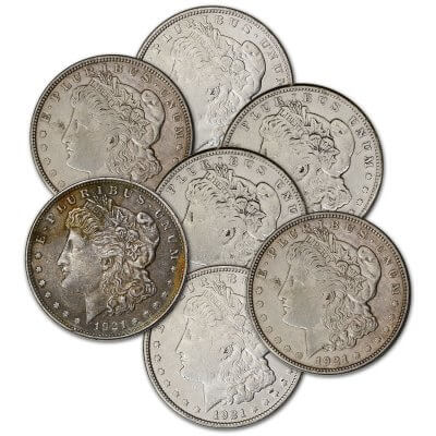 1921 US Morgan Silver Dollar - Roll of 20 coins - Cull