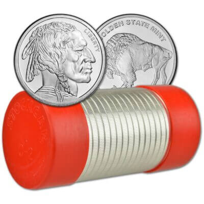 2 oz Golden State Mint Silver Round Buffalo Design .999 Fine Tube of 25