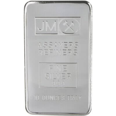 10 oz Silver Bar - Johnson Matthey New .999 Fine