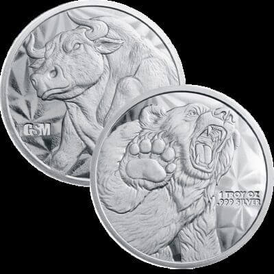 1 oz. Golden State Mint Silver Round Bull/Bear .999 Fine