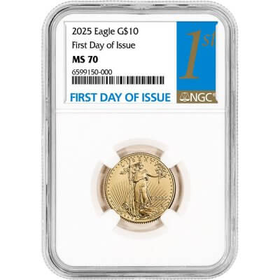 2025 American Gold Eagle 1/4 oz $10 - NGC MS70 First Day Issue 1st Label