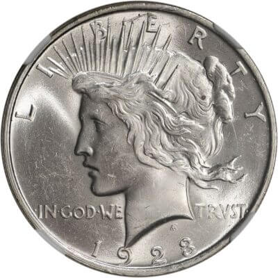 1923 US Peace Silver Dollar $1 - NGC MS63