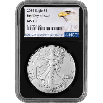 2024 American Silver Eagle - NGC MS70 First Day Issue Grade 70 Black Core
