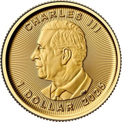 2025 Canada Gold Maple Leaf 1/20 oz $1 - BU