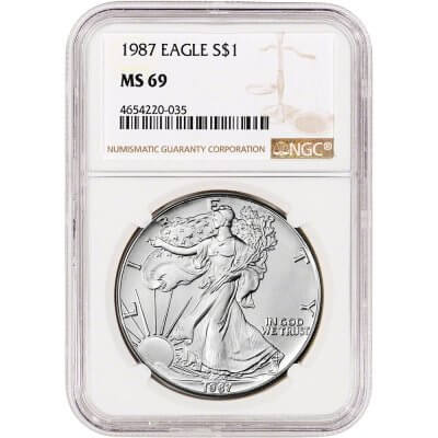 1987 American Silver Eagle Coin - NGC MS69