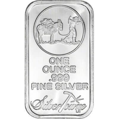 1 oz. SilverTowne Silver Bar - Trademark Prospector Design - 999 Fine