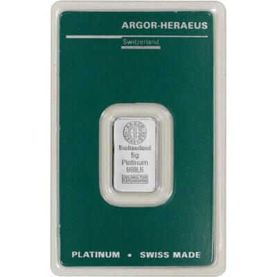 5 gram Platinum Bar - Argor Heraeus - 999.5 Fine in Assay