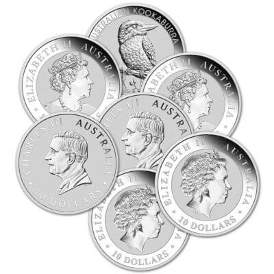 Australia Silver Kookaburra Coin 10 oz $10 - BU - Random Date
