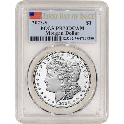 2023 S US Morgan Silver Dollar Proof $1 PCGS PR70 DCAM First Day Issue