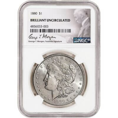 1880 US Morgan Silver Dollar $1 - NGC Brilliant Uncirculated