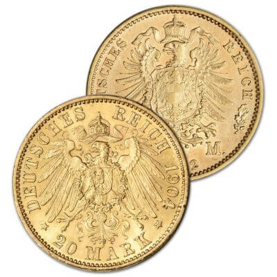 Germany Gold 20 Mark .2304 oz - Average Circulated - Random Date