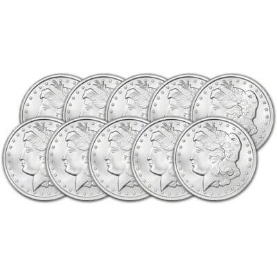 TEN (10) 1 oz Silver Round CNT Morgan Design .9999 Fine
