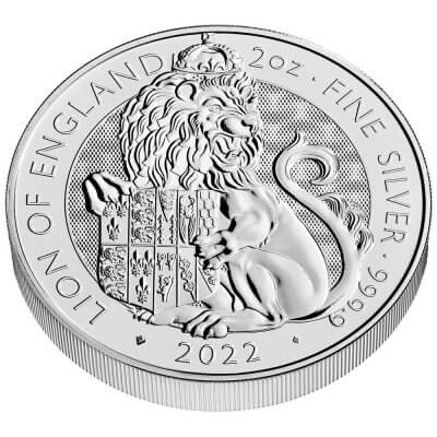 2022 Great Britain Silver Tudor Beasts Lion of England £5 - 2 oz - BU