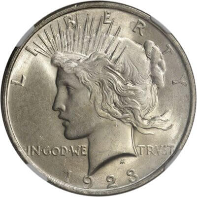 1923 US Peace Silver Dollar $1 - NGC MS65