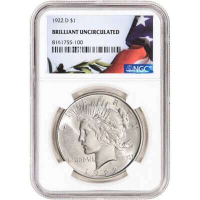 1922 D US Peace Silver Dollar $1 - NGC Brilliant Uncirculated