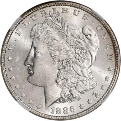 1886 US Morgan Silver Dollar $1 - NGC MS63