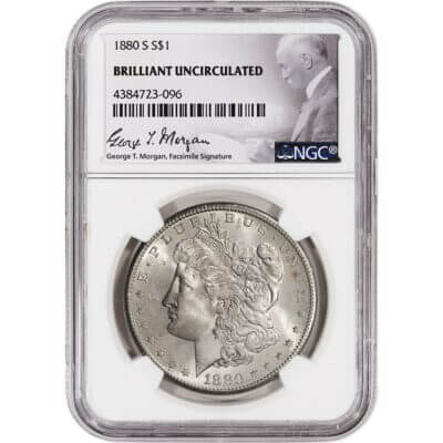 1880 S US Morgan Silver Dollar $1 - NGC Brilliant Uncirculated