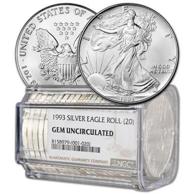 Roll of 20 - 1993 American Silver Eagle - NGC Gem Uncirculated
