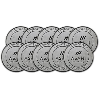 TEN (10) 1 oz Silver Round - Asahi Lunar Snake Design .999 Fine