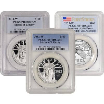 American Platinum Eagle 1 oz $100 - PCGS PR70 Random Date and Label