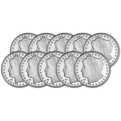 TEN (10) 1 oz. Highland Mint Silver Round Morgan Dollar Design .999 Fine