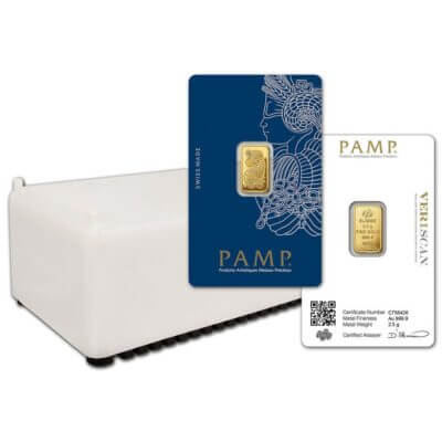2.5 gram Gold Bar - PAMP Suisse - Fortuna - 999.9 Fine Box of 25