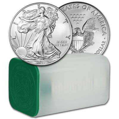 2017 American Silver Eagle 1 oz $1 - 1 Roll - Twenty 20 BU Coins in Mint Tube