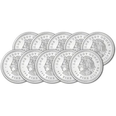 TEN (10) 1 oz. Golden State Mint Silver Round Aztec Calendar .999 Fine