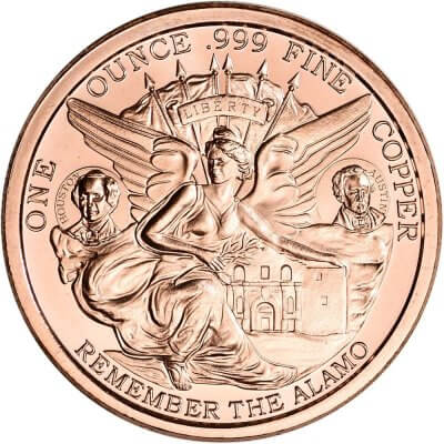 1 oz Golden State Mint Copper Round Texas Commemorative .999 Fine Tube of 20