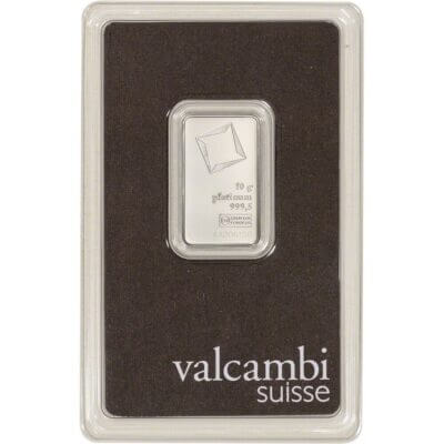 10 gram Platinum Bar - Valcambi Suisse - 999.5 Fine in Sealed Assay