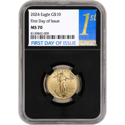 2024 American Gold Eagle 1/4 oz $10 - NGC MS70 First Day Issue 1st Label Black