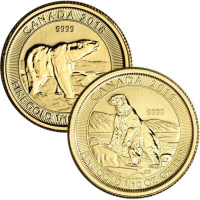 Canada Gold Polar Bear Coin 1/10 oz $5 - BU - Random Date