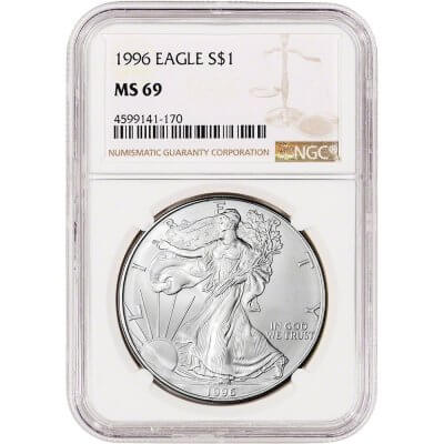 1996 American Silver Eagle Coin - NGC MS69