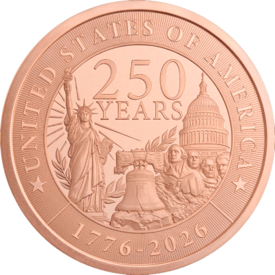 5 oz. Golden State Mint Copper Round - American 250th Anniversary .999 Fine