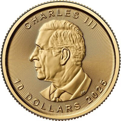 2025 Canada Gold Maple Leaf 1/4 oz $10 - BU - Sheet of Ten 10 Coins