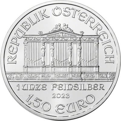 2023 Austria Silver Philharmonic 1 oz 1.5 Euro 5 Rolls 100 Coins in 5 Mint Tubes