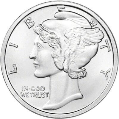 1 oz Silver Round CNT Mercury Dime Design .999 Fine 1 Roll Tube of 20