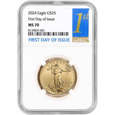 2024 American Gold Eagle 1/2 oz $25 - NGC MS70 First Day Issue 1st Label