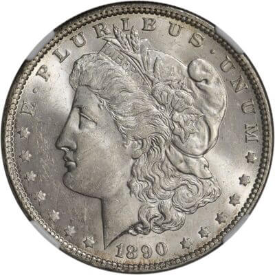 1890 US Morgan Silver Dollar $1 - NGC Brilliant Uncirculated