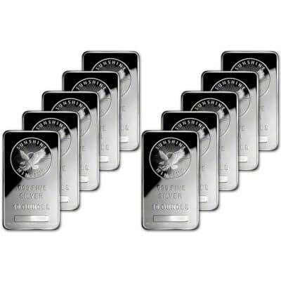 TEN (10) 10 oz. Silver Bars - Sunshine Minting - .999 Fine