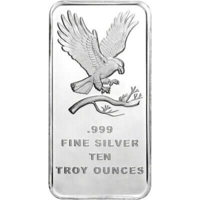10 oz. SilverTowne Silver Bar - Bald Eagle Design - 999 Fine