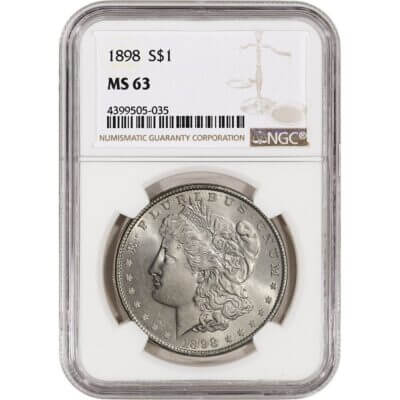 1898 US Morgan Silver Dollar $1 - NGC MS63